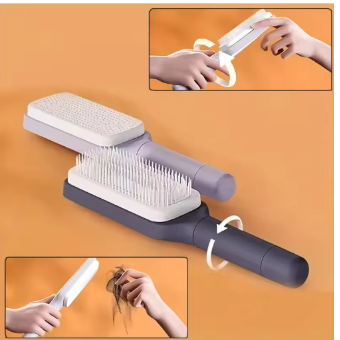 Retractable Bristle Self-Cleaning Brush